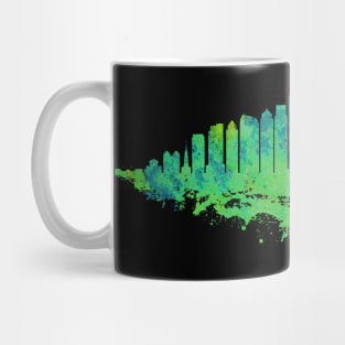 Philadelphia City Skyline - Watercolor Green, blue Mug